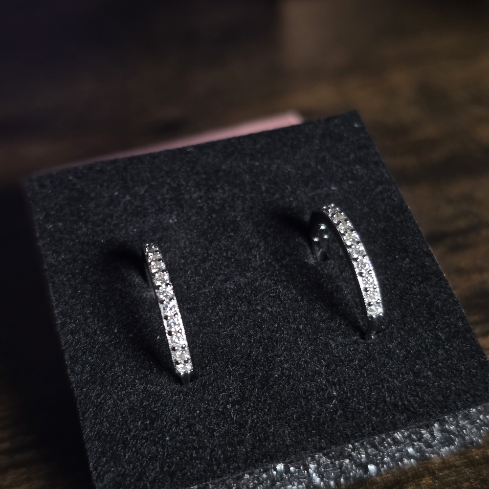 925 Silver Moissanite Hoop Earrings - Picture 3 of 5